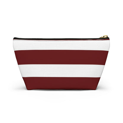 Big Bottom Zipper Pouch - Berry/White Stripes