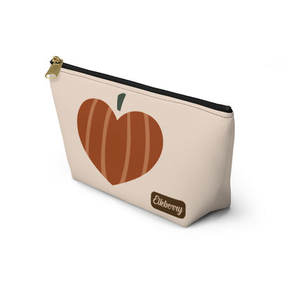 Big Bottom Zipper Pouch - Pumpkin Heart