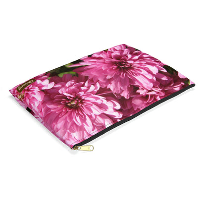 Flat Zipper Pouch - Pink Mums