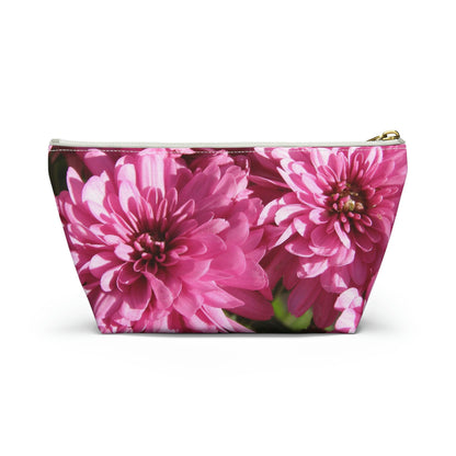 Big Bottom Zipper Pouch - Pink Mums