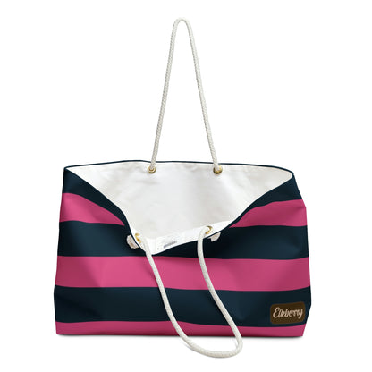 Weekender Tote Bag - Hot Pink/Navy Stripes