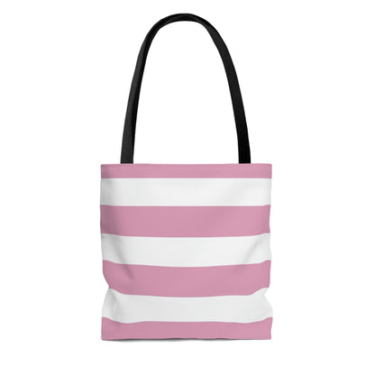 Lightweight Tote Bag - Baby Pink/White Stripes