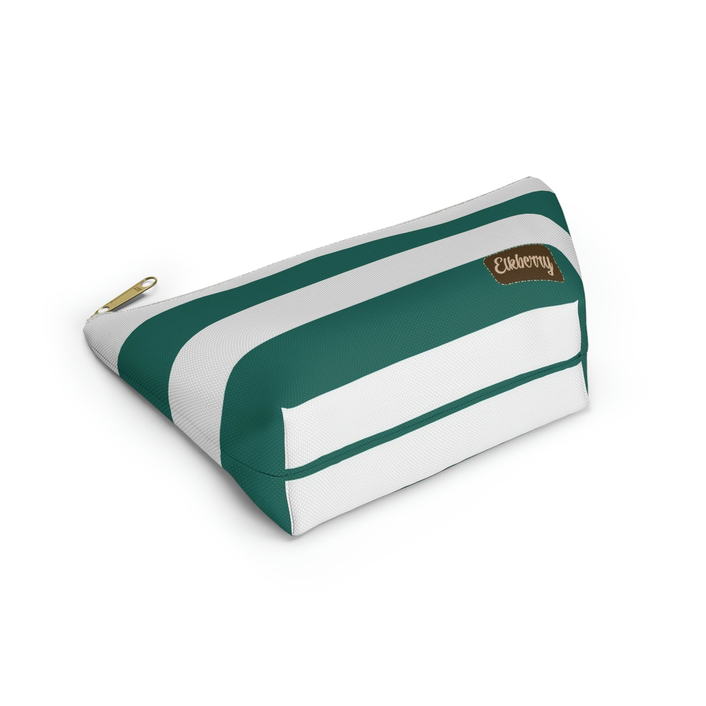 Big Bottom Zipper Pouch - Turquoise/White Stripes