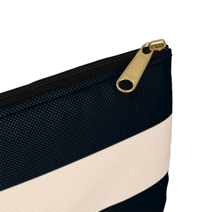 Flat Zipper Pouch - Navy/Cream Stripes