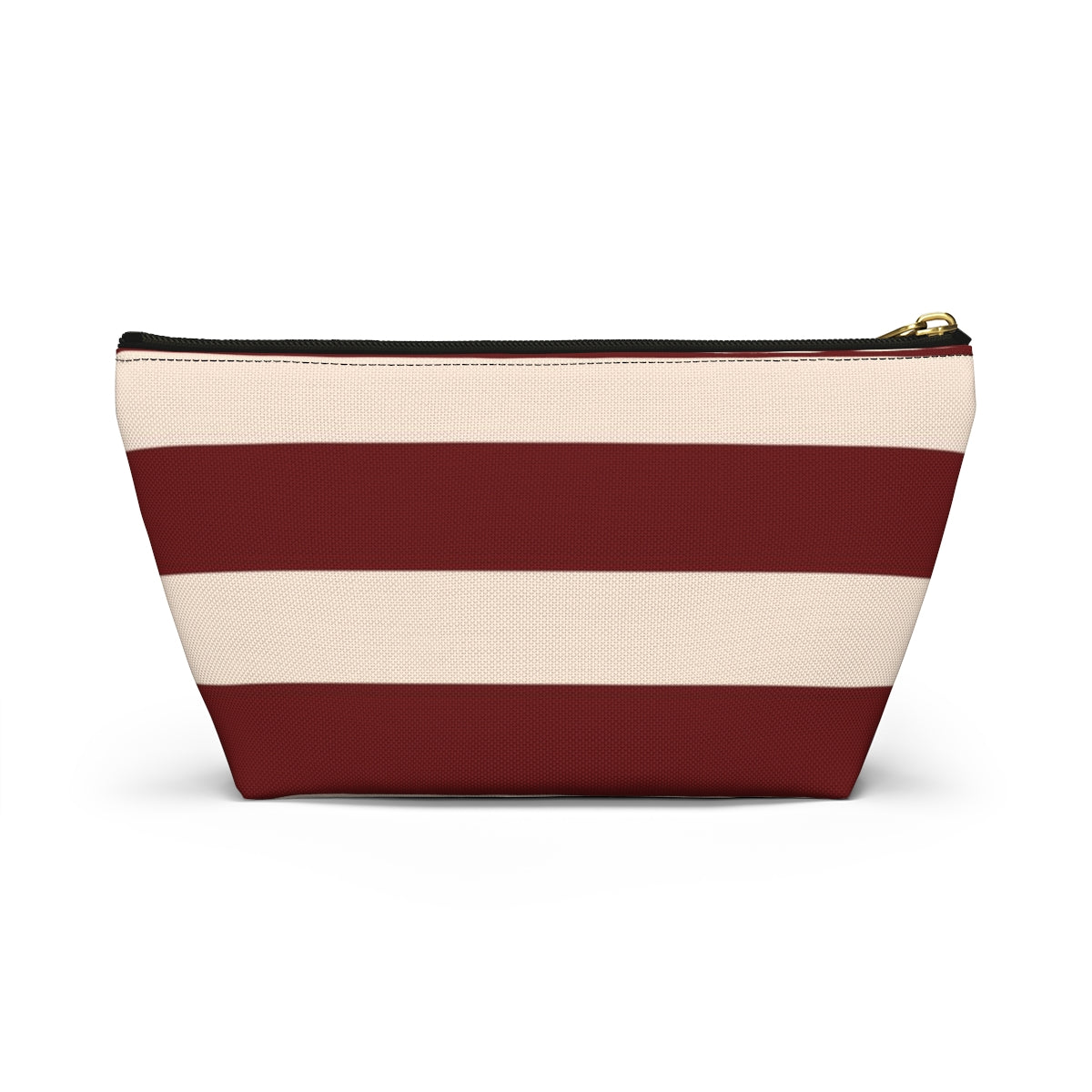 Big Bottom Zipper Pouch - Berry/Cream Stripes