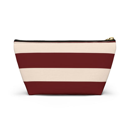 Big Bottom Zipper Pouch - Berry/Cream Stripes