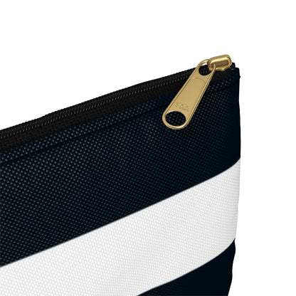 Flat Zipper Pouch - Navy/White Stripes