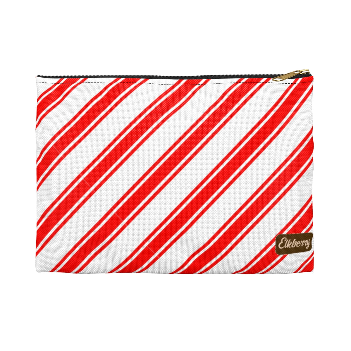 Flat Zipper Pouch - Peppermint Candy Cane Stripes