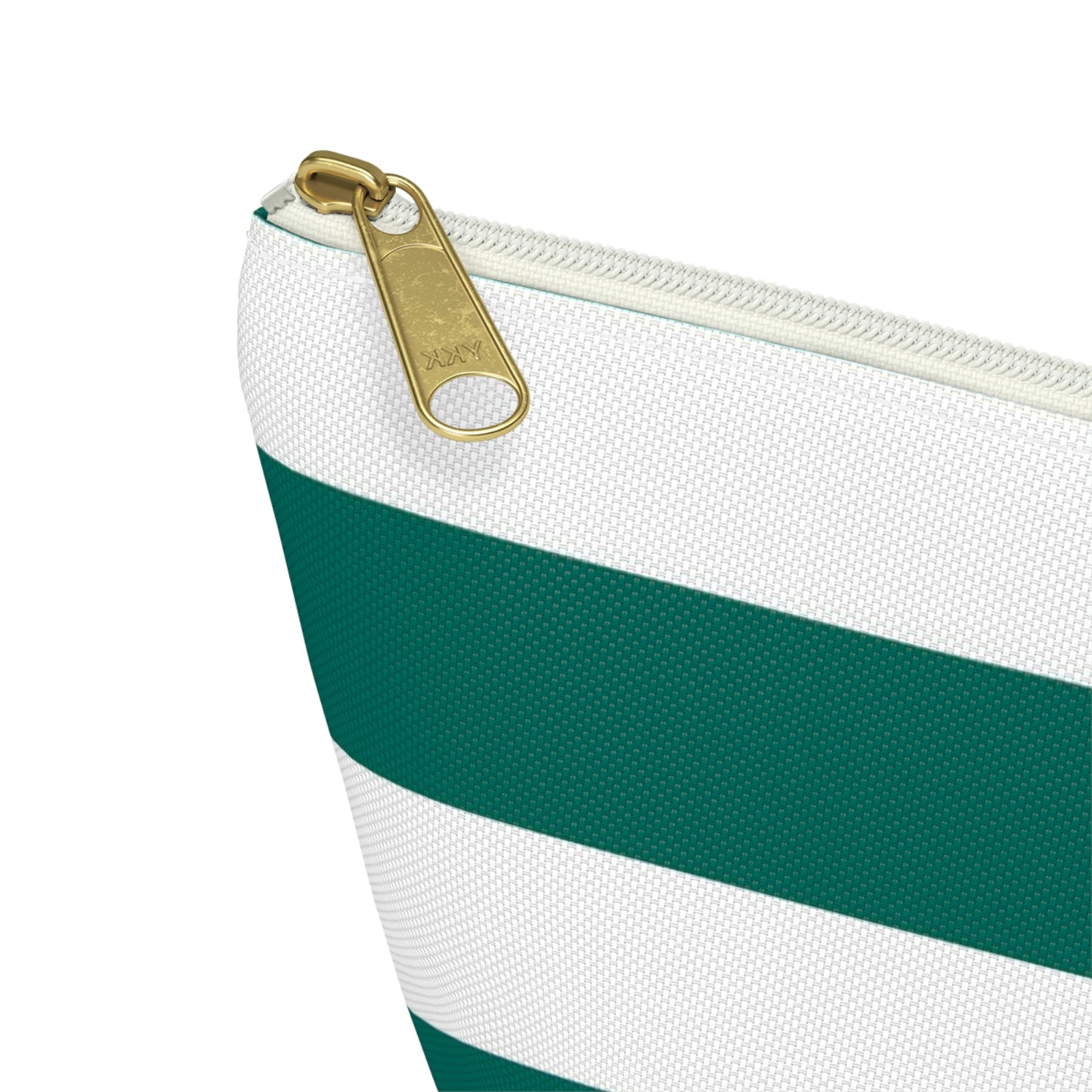 Big Bottom Zipper Pouch - Turquoise/White Stripes