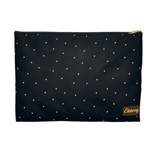 Flat Zipper Pouch - Dots on Navy