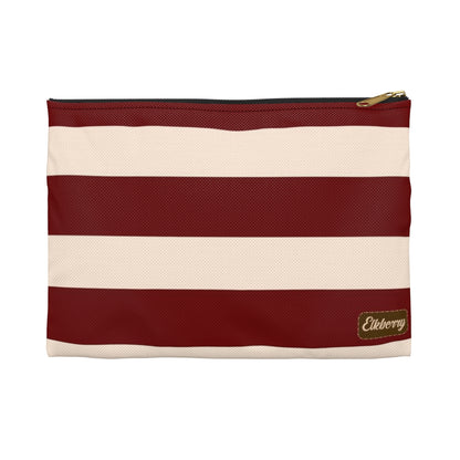 Flat Zipper Pouch - Berry/Cream Stripes