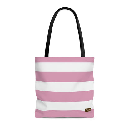 Lightweight Tote Bag - Baby Pink/White Stripes