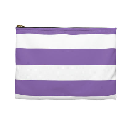 Flat Zipper Pouch - Lilac/White Stripes