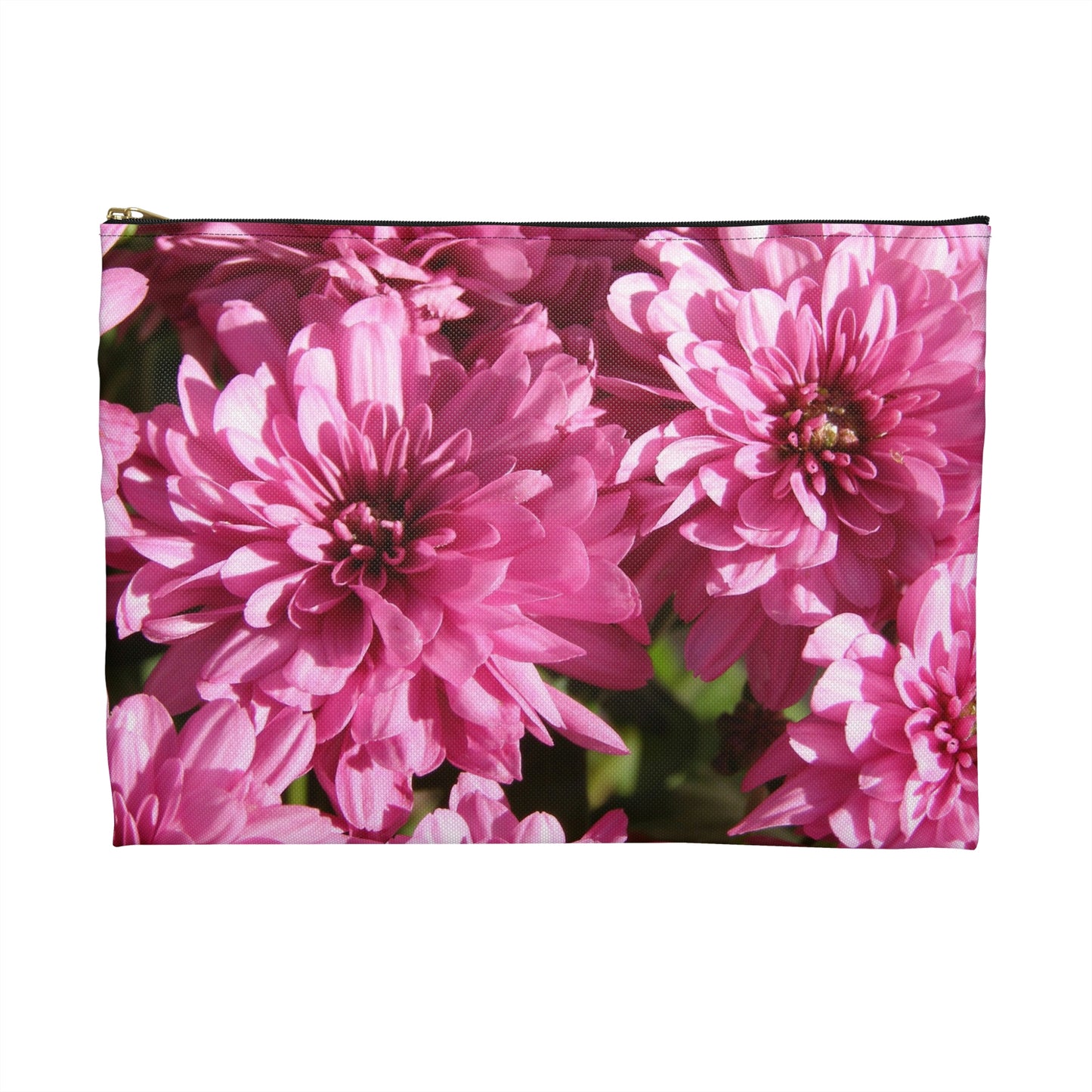 Flat Zipper Pouch - Pink Mums