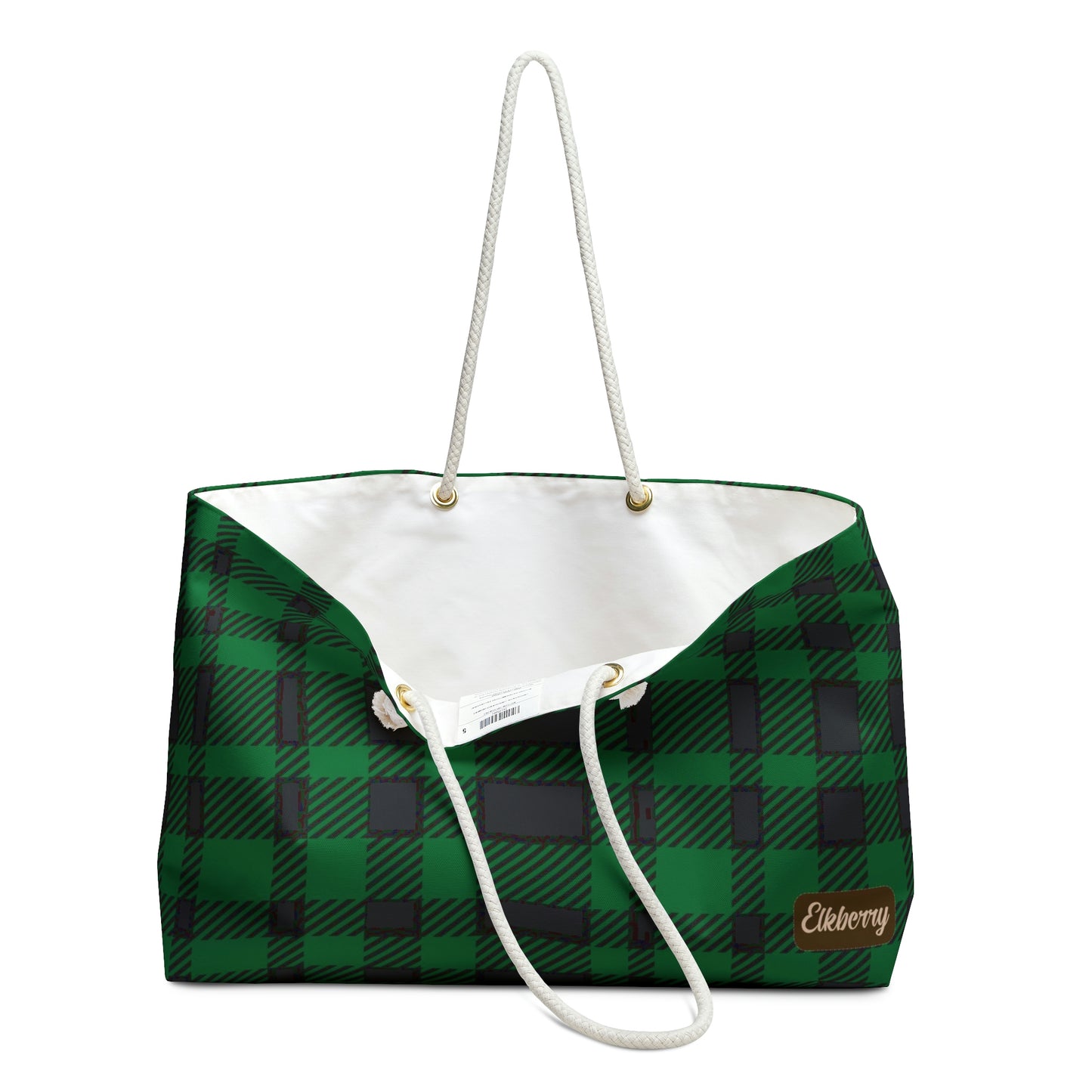 Weekender Tote Bag - Green Buffalo Check, Green Plaid