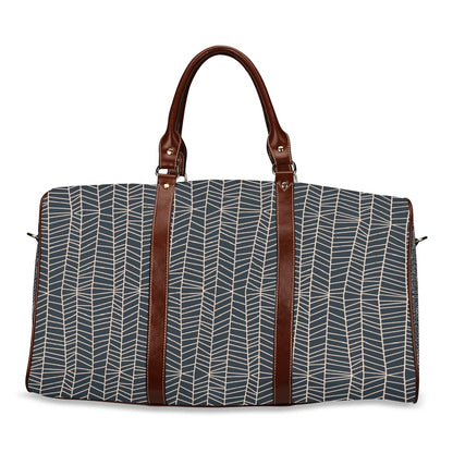 Herringbone - Navy Waterproof Travel Bag (Small)