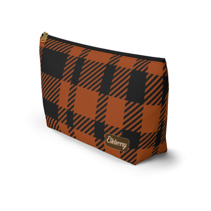 Big Bottom Zipper Pouch - Orange Buffalo Check, Orange Plaid