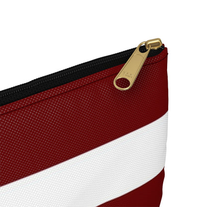 Flat Zipper Pouch - Berry/White Stripes