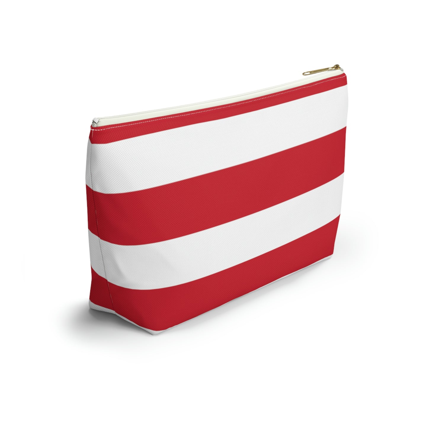 Big Bottom Zipper Pouch - Red/White Stripes