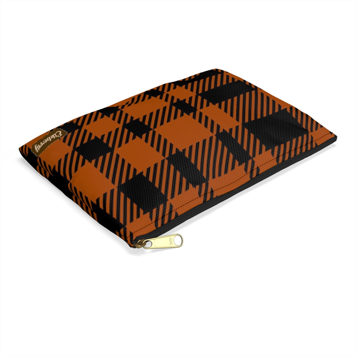 Flat Zipper Pouch - Orange Buffalo Check, Orange Plaid