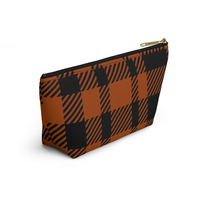 Big Bottom Zipper Pouch - Orange Buffalo Check, Orange Plaid