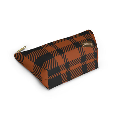 Big Bottom Zipper Pouch - Orange Buffalo Check, Orange Plaid