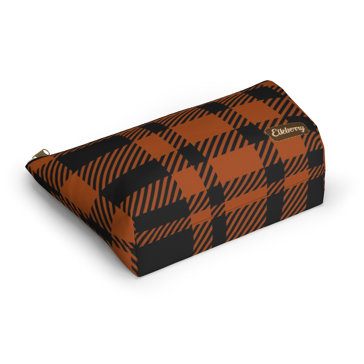 Big Bottom Zipper Pouch - Orange Buffalo Check, Orange Plaid