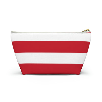 Big Bottom Zipper Pouch - Red/White Stripes