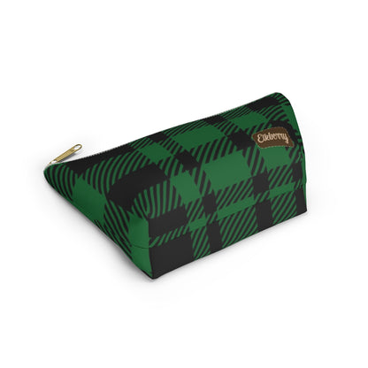 Big Bottom Zipper Pouch - Green Buffalo Check, Green Plaid