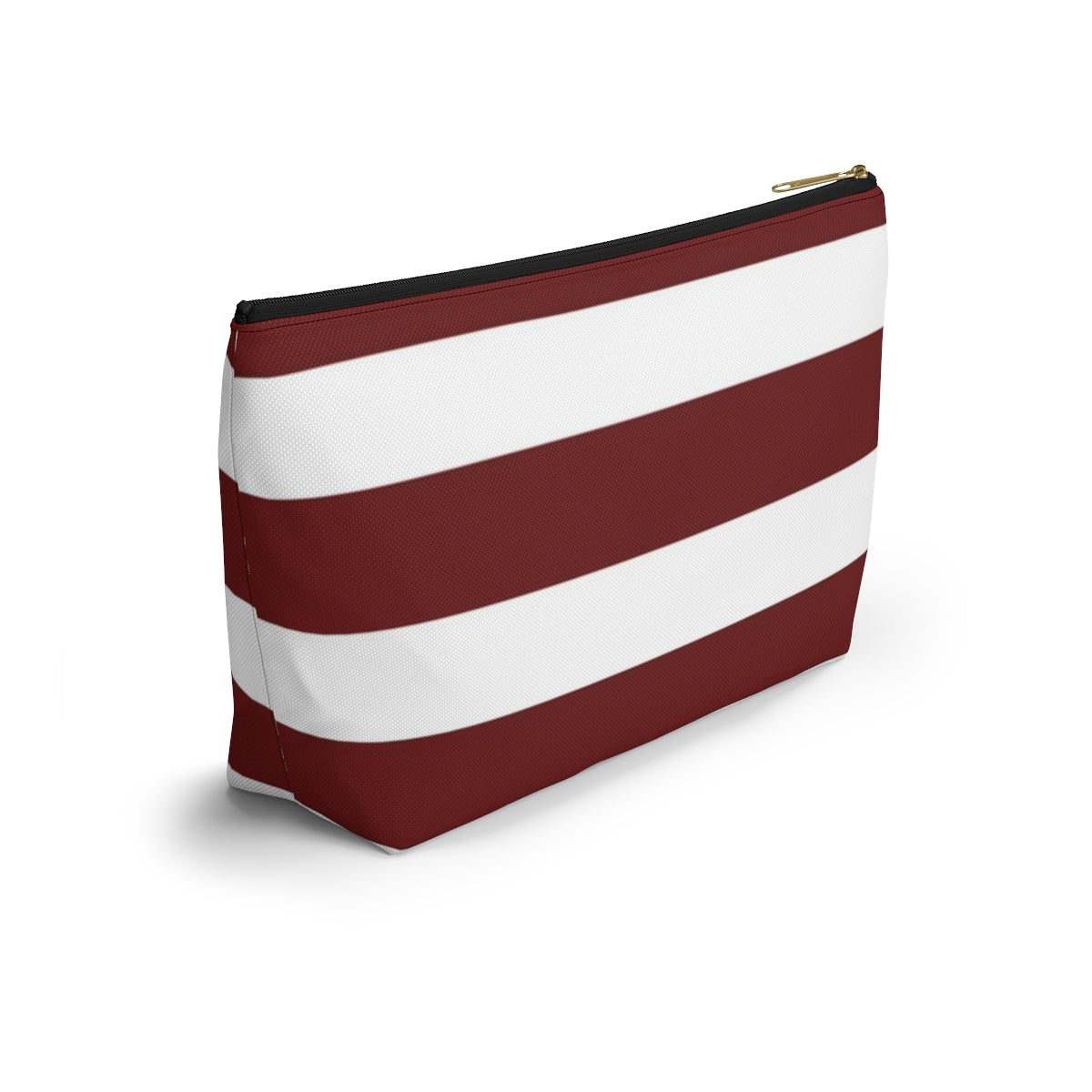 Big Bottom Zipper Pouch - Berry/White Stripes