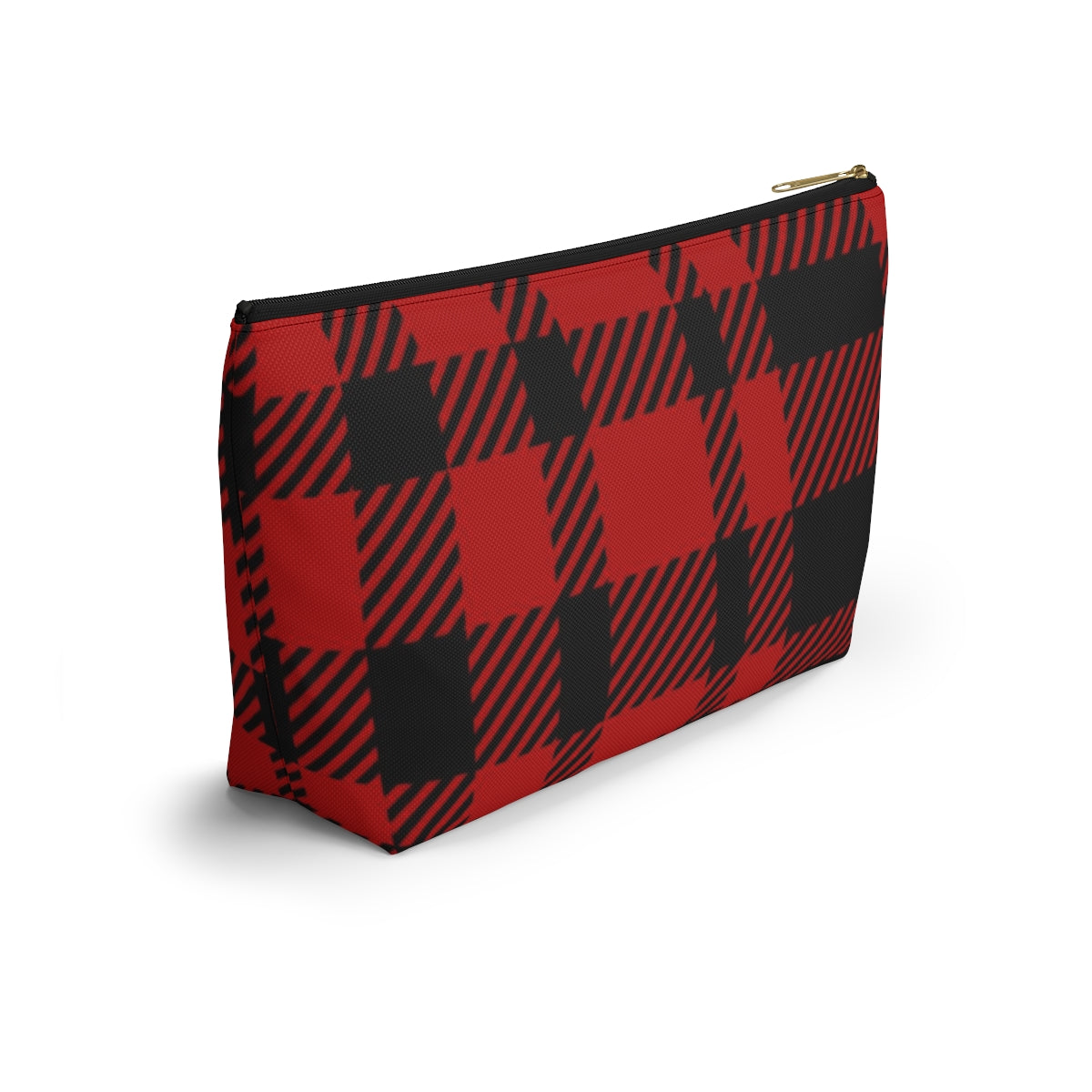 Big Bottom Zipper Pouch - Red Buffalo Check, Red Plaid