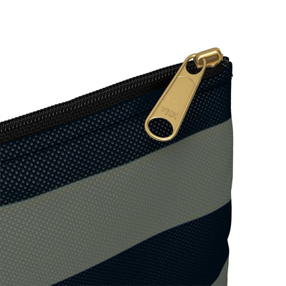 Flat Zipper Pouch - Sage/Navy Stripes