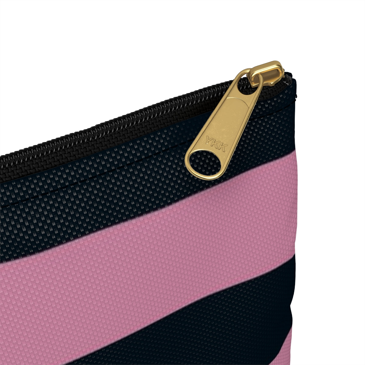 Flat Zipper Pouch - Dusty Rose Pink/Navy Stripes