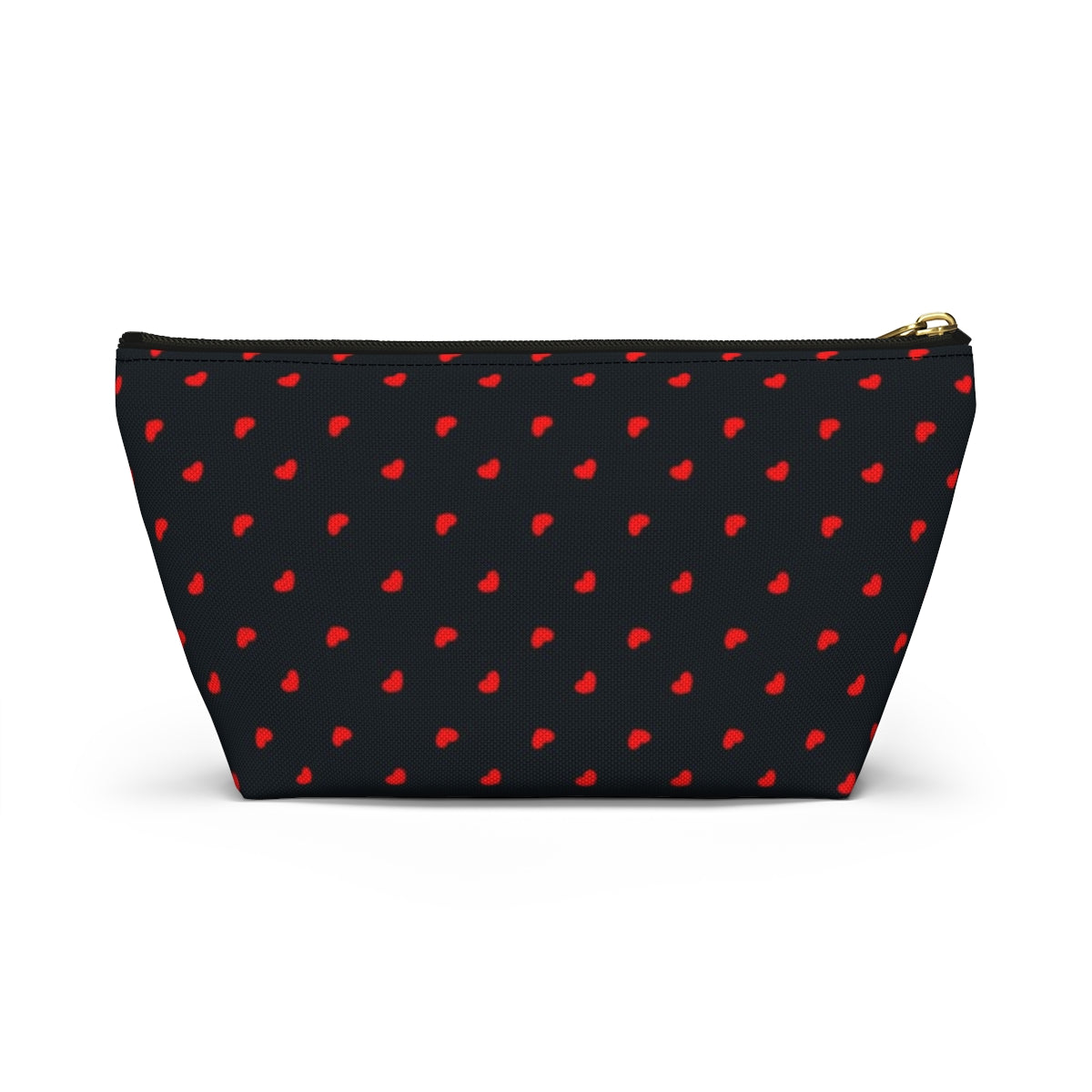 Big Bottom Zipper Pouch - Hearts on Navy