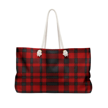 Weekender Tote Bag - Red Buffalo Check, Red Plaid