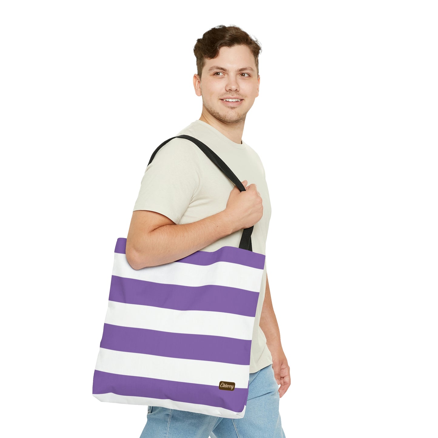 Lightweight Tote Bag - Lilac/White Stripes