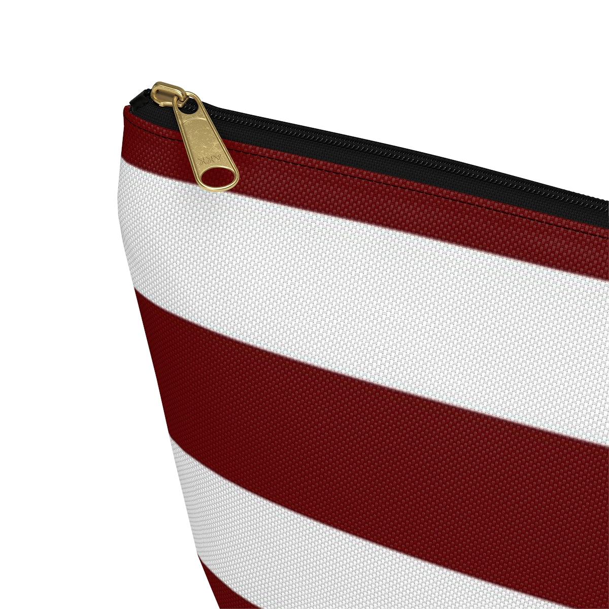 Big Bottom Zipper Pouch - Berry/White Stripes