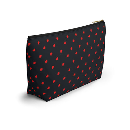 Big Bottom Zipper Pouch - Hearts on Navy