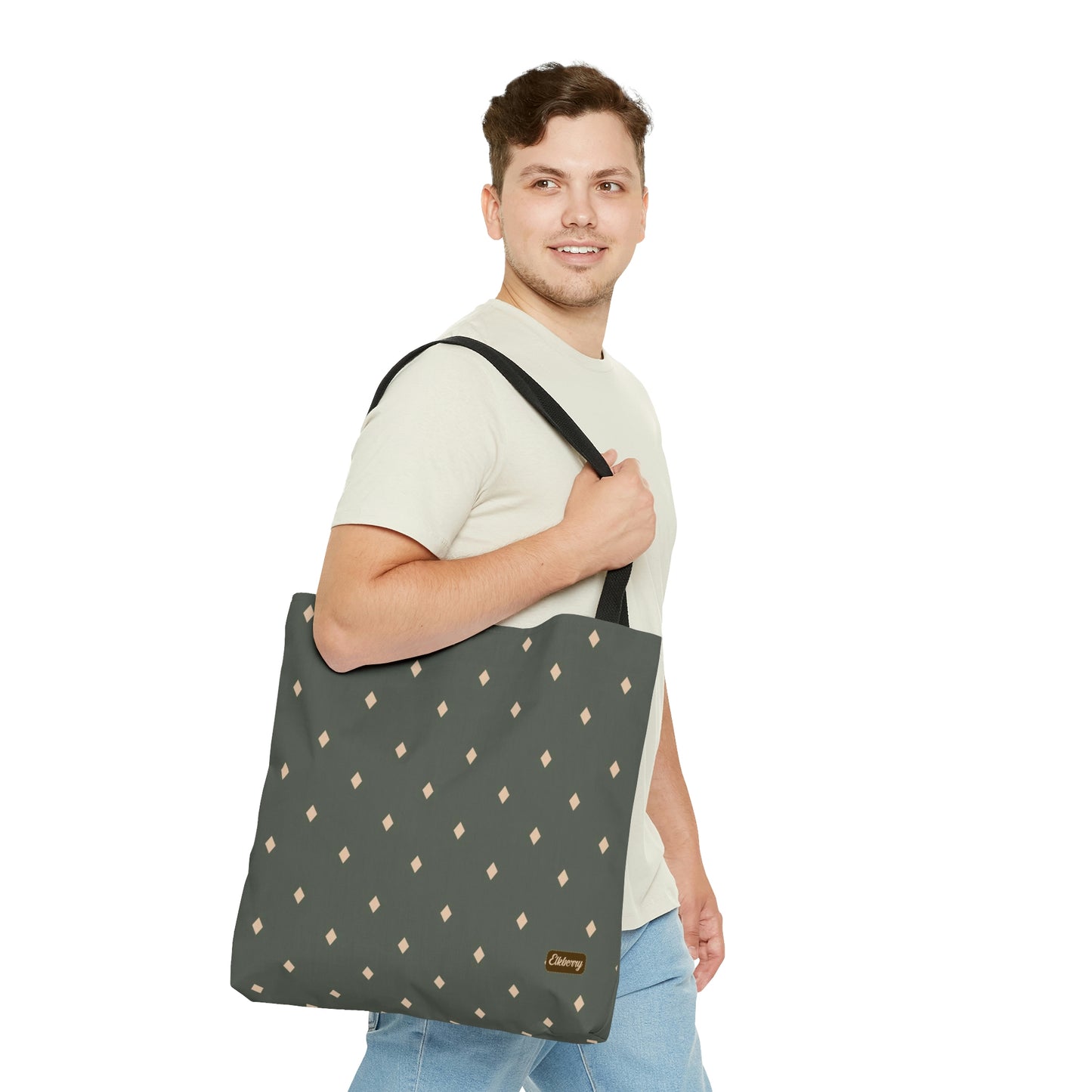 Lightweight Tote Bag - Diamonds on Sage