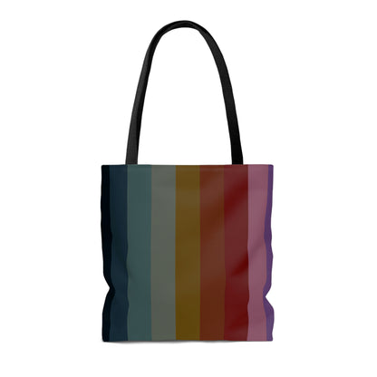 Lightweight Tote Bag - Jewel Tone Rainbow, Vertical