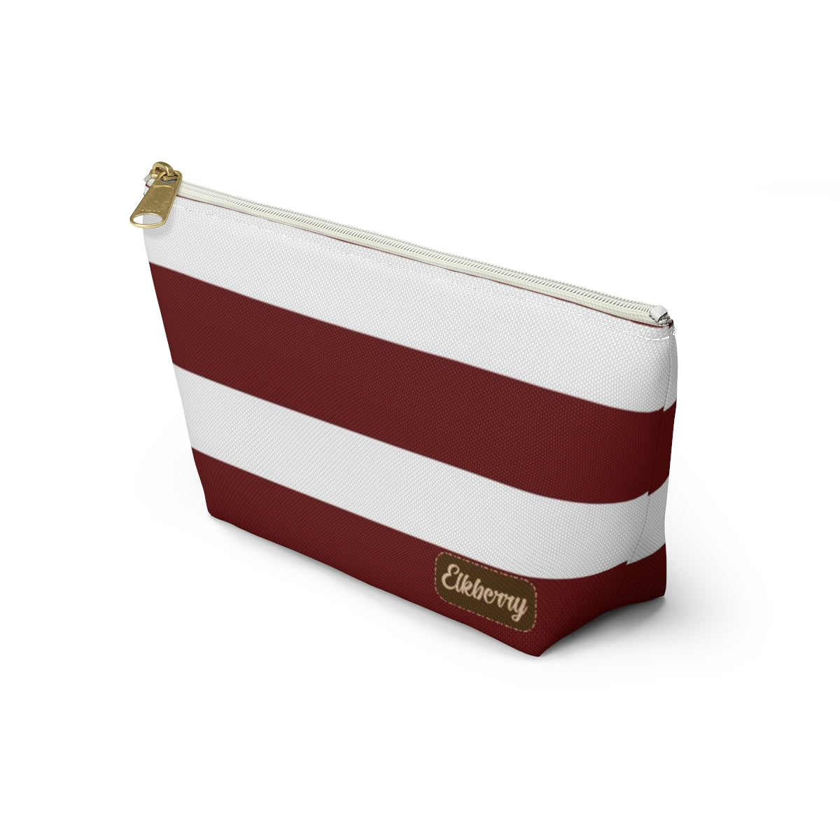 Big Bottom Zipper Pouch - Berry/White Stripes