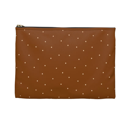 Flat Zipper Pouch - Dots on Pumpkin