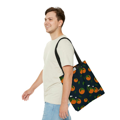 Lightweight Tote Bag -Oranges on Navy