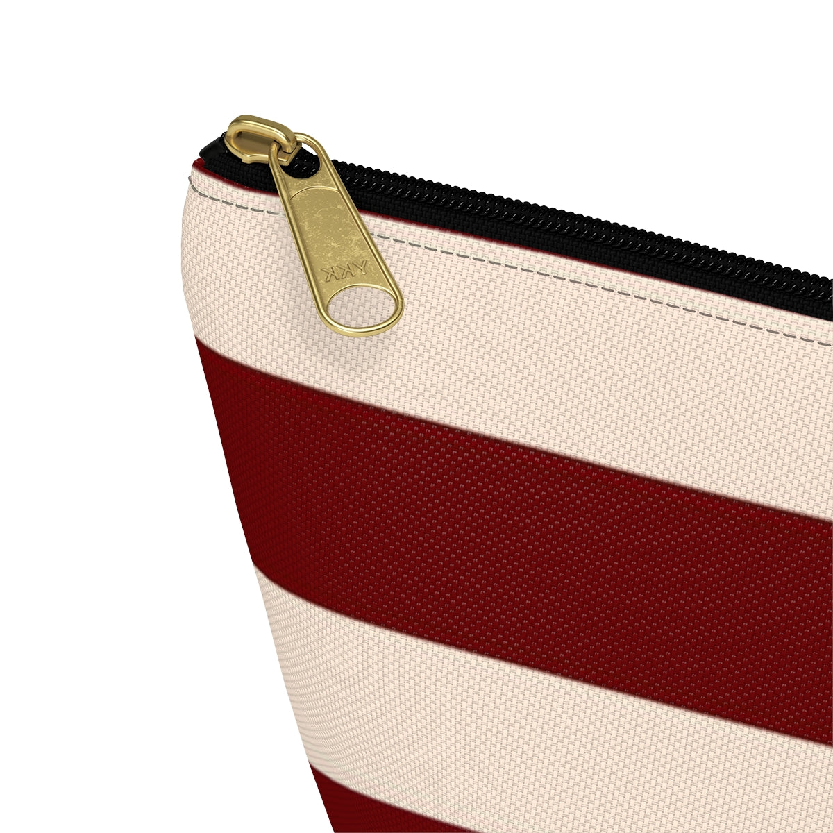 Big Bottom Zipper Pouch - Berry/Cream Stripes