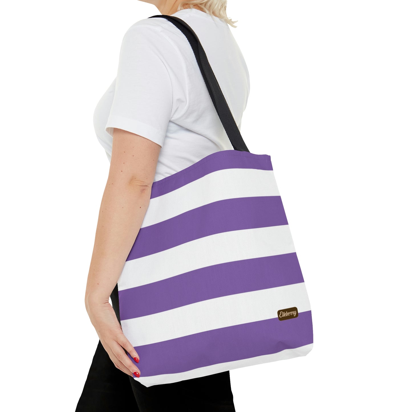 Lightweight Tote Bag - Lilac/White Stripes