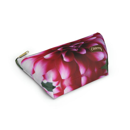 Big Bottom Zipper Pouch - Pink & White Dahlia