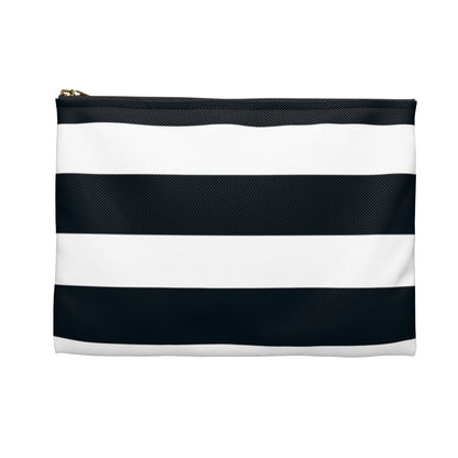 Flat Zipper Pouch - Navy/White Stripes