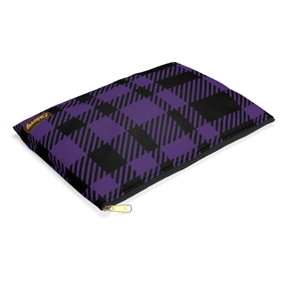 Flat Zipper Pouch - Purple Buffalo Check, Purple Plaid