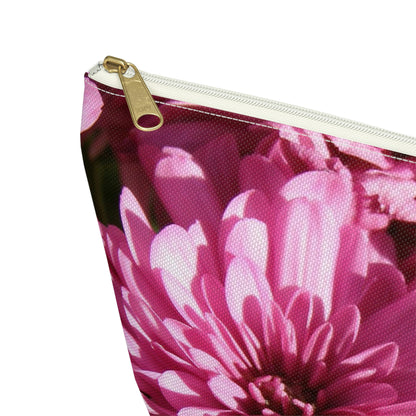 Big Bottom Zipper Pouch - Pink Mums