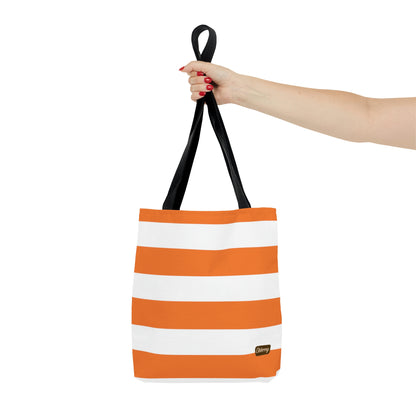 Lightweight Tote Bag - Orange/White Stripes